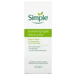 simple hydrating light moisturiser kind to skin 1% niacinamide +pro-vitaminb5 12hr moisturisation (no colour , no perfume ) 125ml