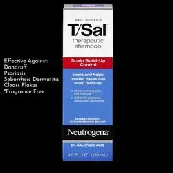 Neutrogena T/Sal Therapeutic Dandruff Shampoo,Scalp Build-Up Control,3% Salicylic Acid,Psoriasis Treatment,Seborrheic Dermatitis Shampoo,Clears Flakes,Fragrance Free,4.5 fl oz