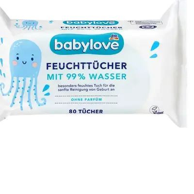 Wet wipes with 99% water, 80 count