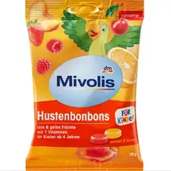 Mivolis Candy, Red & Yellow Fruits for Children, sugar-free, 75 g