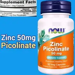 Now Supplements, Zinc Picolinate, 50 mg, Essential Mineral, Original USA Import, Zinc, 30 Capsules Zinc picolinate