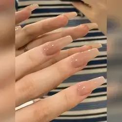 24pcs Long Coffin Plain Nude Solid Glossy Fake Nail
