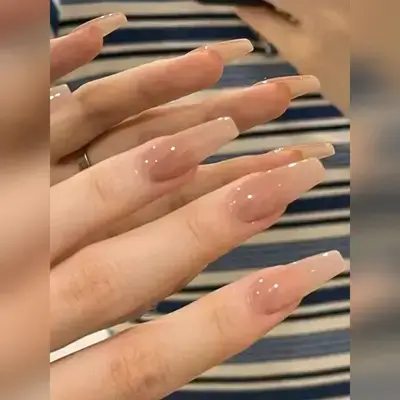 24pcs Long Coffin Plain Nude Solid Glossy Fake Nail
