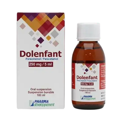 Dolenfant (Paracetamol 250mg/5mg) Oral Suspension 100ml _ PHARMA developpement