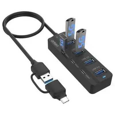 USB C Hub,7 Ports USB3.0 to USB-C HUB with a USB C to USB 3.0 Adapter. 3.2ft Cable 4*USB3.0 Ports,3*USB C Ports forThunderbolt 3/4 MacBook Surface Pro and More USB/USB C Devices