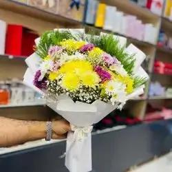 A bouquet of colorful roses