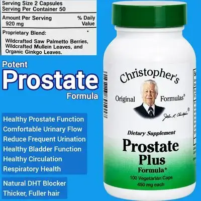 Prostate Formula, Herbal support for Prostate, Bladder, Urinary flow, DHT Blocker for Hair Growth, Hair loss, Saw Palmetto, Ginkgo Biloba, Mullein Leaf, 100 Capsules Saw Palmetto 