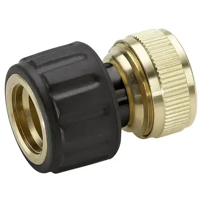 Brass Hose Connector 3/4" With Aqua Stop
