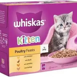 whiskas kitten poultry feasts in jelly 12x85g