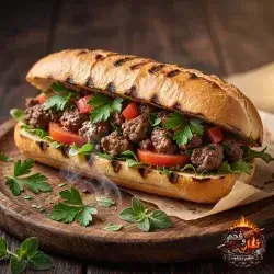 ساندویچی گۆشتی وردکراو لە سەموونی فەرەنسی