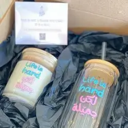Ice coffee glass +Candle Set