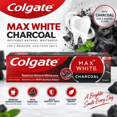 Colgate Max White Charcoal Toothpaste – 75 mL