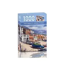 1000-piece miniature jigsaw puzzle featuring a seaside town scene.