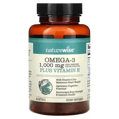 NatureWise Omega 3 Plus Vitamin E 60 Softgels 1000mg
