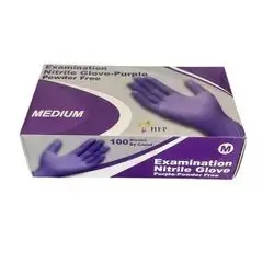 hfp examination nitrile glove purple powder free size midium 100 gloves