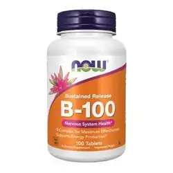 NOW Vitamin B-100, Sustained Release, Energy Production*, Nervous System Health 100 Tablets