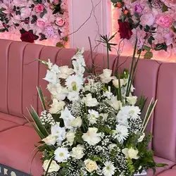 Large Stand Of White Roses And Father David Rose