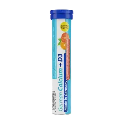 German Calcium + D3 Orange-Grapefruit Flavour Sugar Free 20 Effervescent Tablets _ T&D