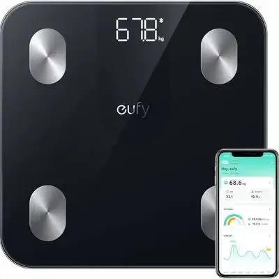 eufy by Anker Smart Scale A1 Digital Bluetooth Smart Scale, Weight Machine for Body Weight with 12 Measurements,Body Fat Analyzer Machine/BMI, Fitness Body Composition Scale with APP, lbs/kg -Black