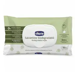 Chicco Biodegradable Baby Wipes, 60pcs//جيكو - مناديل مبللة للاطفال - 0+ شهر - 60 قطعة