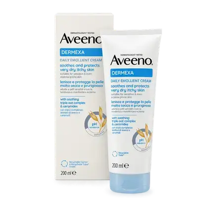 Dermexa Daily Emollient Cream Soothes and Protects Very Dry Itchy Skin 200ml _ Aveeno