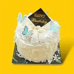 White Cake With Butterflies - 7 People
