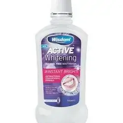 wisdom active whitening alcohol free mouthwash 500ml