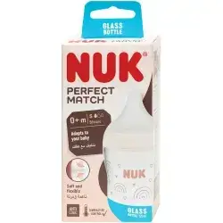 NUK Nature Perfect match glass bottle with silicone teat (0-6 months), 120 ml