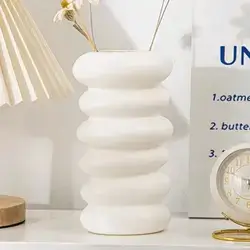 1pc Solid Color Flower Vase, Modern Geometric Design Flower Vase For Home Decoration