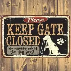1pc Dog Decor - Keep Gate Closed Dog - Metal Dog Signs For Home Decor