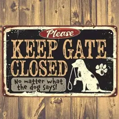 1pc Dog Decor - Keep Gate Closed Dog - Metal Dog Signs For Home Decor