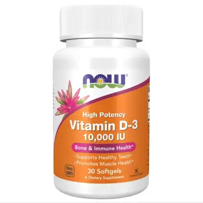 NOW Foods, Vitamin D-3, High Potency, 10,000 IU, 30 Softgels//ناو فودز، فيتامين د-3، عالي الفعالية، 10000 وحدة دولية، 30 كبسولة