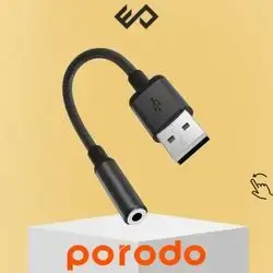 Porodo AudioLink Female AUX 3.5MM To USB-A Audio Jack Adapter - Black