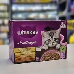 Whiskas For Kitten Poultry Feasts In Jelly ( Chicken , Duck , Poultry , Turkey ) 12 Bags