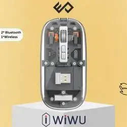 WiWU Crystal Transparent Magnetic Wireless Mouse with Dual Bluetooth & 2.4GHz Connectivity – Black