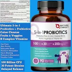 Probiotics for Women-Men, Digestive Health, Probiotic with Prebiotics, 100 Billion & 30 strains, B3 B6 B9 B12, Colon Cleanse, Gut and Immune Health, No Refrigeration, 90 Caps probiotics 