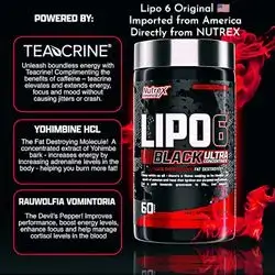 Nutrex Research Lipo-6 Black Ultra Concentrate | Lipo6 Thermogenic Energizing Fat Burner Supplement, Increase Weight Loss, Energy & Intense Focus, 60 Capsules lipo 6