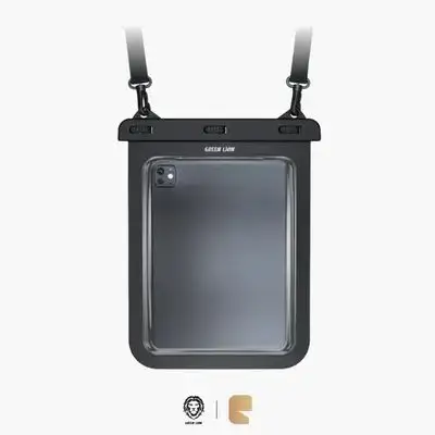 Green Lion Waterproof Tablet Pouch (12") Triple Lock Seal & Touch Responsive Chassis - Transparent Clear