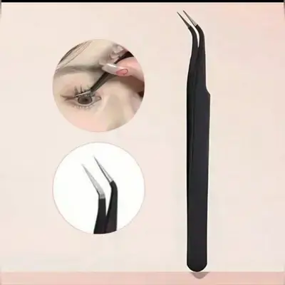 Eyelash Tweezers For Women,Stainless Steel - Black