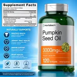 Pumpkin Seed Oil, 3000mg, pumpkin seed, Natural DHT Blocker, great for hair growth, anti hair loss, Supports Prostate Health, Urinary Flow, omega fatty acids, for men and women, 120 Softgels pumpkin Seed Oil