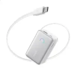 Anker Nano Power Bank 10,000mAh with Built-in Type-C Cable | 45W - White