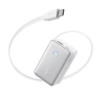 Anker Nano Power Bank 10,000mAh with Built-in Type-C Cable | 45W - White