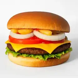 Meat Burger With Fries And Cheese