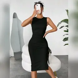 SHEIN EZwear Black Knitted Sleeveless Bodycon Dress - XL