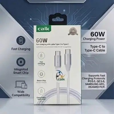Calk Data Cable Fast Charger 60W Type-C To Type-C 1M