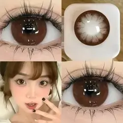 2pcs/Set Large Diameter Brown Natural Color Contact Lenses,