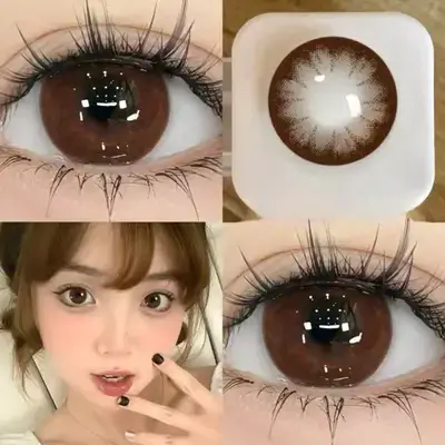 2pcs/Set Large Diameter Brown Natural Color Contact Lenses,