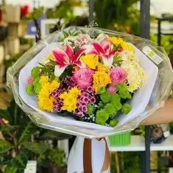 A Round, Multi- Colored Bouquet