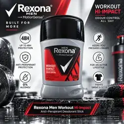 Rexona Men MotionSense™ Workout Hi-Impact Anti-Perspirant Deodorant — 48H Odour Control.