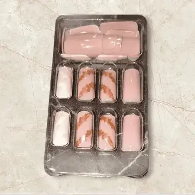 24PCS Marble Press is on Nails Long Coffin Fake Nails